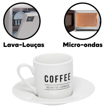 Imagem de Jogo Xícara De Café Porcelana Com Pires 12 Peças 80ML Chá - Hauskraft