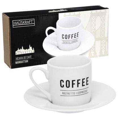 Imagem de Jogo Xícara De Café Porcelana Com Pires 12 Peças 80ML Chá - Hauskraft