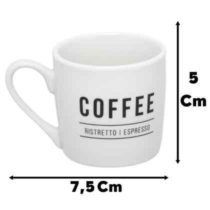 Imagem de Jogo Xícara De Café Porcelana Com Pires 12 Peças 80ML Chá - Hauskraft