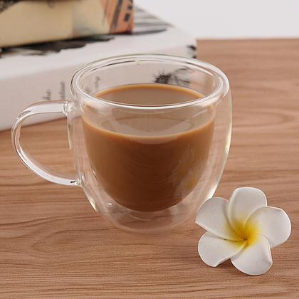 Imagem de Jogo Xicara Vidro Duplo Caneca Parede Dupla 2un 250ml C Pires