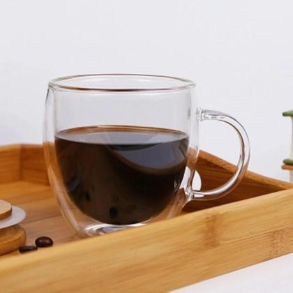 Imagem de Jogo Xicara Vidro Duplo Caneca Parede Dupla 2un 250ml C Pires