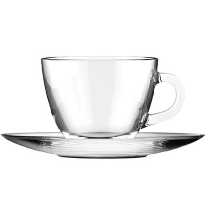 Imagem de Jogo Xícaras Café Com Pires Chá 12 Peças Vidro Incolor 230ml