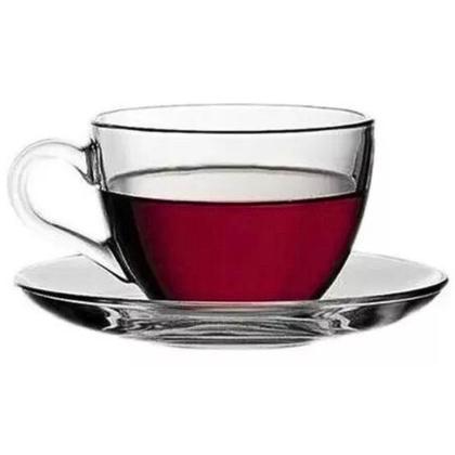 Imagem de Jogo Xícaras Café Com Pires Chá 12 Peças Vidro Incolor 230ml