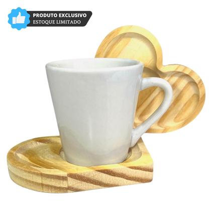 Jogo Xícaras Café Porcelana Branca 120ml Com Pires Coração 12 Peças - Coisas Para o Lar Imagem de Jogo Xícaras Café Porcelana Branca 120ml Com Pires Coração 12 Peças