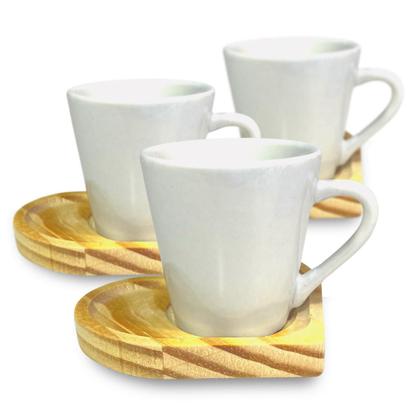 Jogo Xícaras Café Porcelana Branca 120ml Com Pires Coração 12 Peças - Coisas Para o Lar Imagem de Jogo Xícaras Café Porcelana Branca 120ml Com Pires Coração 12 Peças