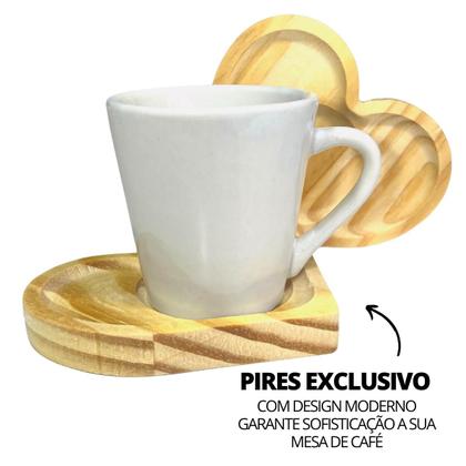 Jogo Xícaras Café Porcelana Branca 120ml Com Pires Coração 12 Peças - Coisas Para o Lar Imagem de Jogo Xícaras Café Porcelana Branca 120ml Com Pires Coração 12 Peças