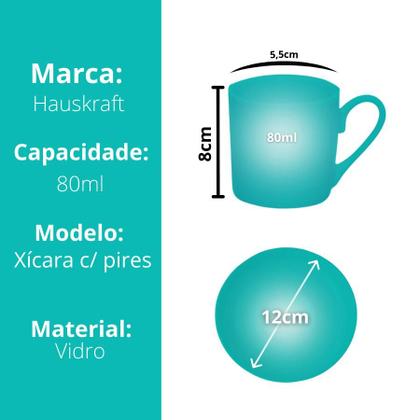 Imagem de Jogo Xícaras De Café Chá Porcelana Com Pires 80ml 12 Peças