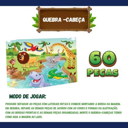 Imagem de Jogos 3 Em 1 Animais Educativo - Dominó, Quebra Cabeça E Jogo Da Memória