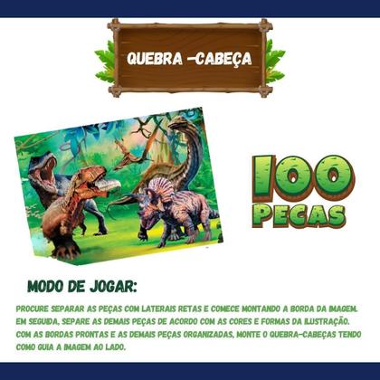 Imagem de Jogos 3 Em 1 Dinossauros- Dominó, Quebra Cabeça Jogo Memória