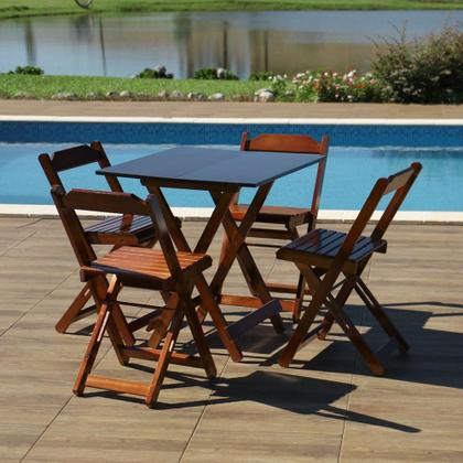 Imagem de Jogos Conjuntos Mesa Bar Dobrável Madeira 70 X 70 Com 4 Cad. Imbuia - M.b Móveis