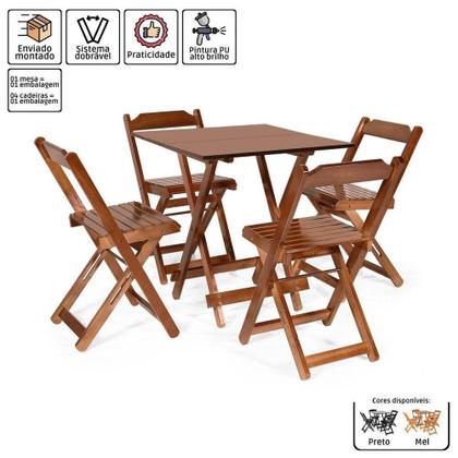 Imagem de Jogos Conjuntos Mesa Bar Dobrável Madeira 70 X 70 Com 4 Cad. Imbuia - M.b Móveis