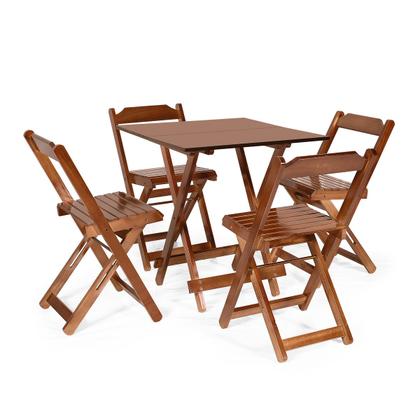 Imagem de Jogos Conjuntos Mesa Bar Dobrável Madeira 70x70 Com 4 Cad.  Imbuia - Móveis Britz