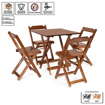 Imagem de Jogos Conjuntos Mesa Bar Dobrável Madeira 70x70 Com 4 Cad.  Imbuia - Móveis Britz