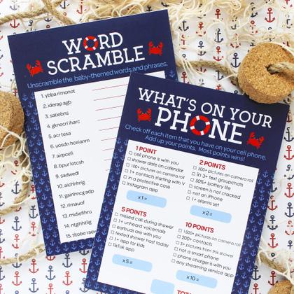 Imagem de Jogos de chá de bebê DISTINCTIVS Ahoy It's a Boy Nautical