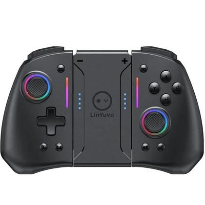 Imagem de Joy-pad Sem Fio RGB Linyuvo KS42 Meteor Light para Switch Lite/OLED - 8 Cores, Vibração e Turbo