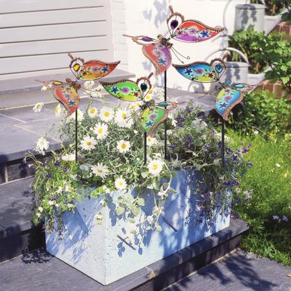 Imagem de Juegoal Conjunto de 4 Estacas Decorativas de Jardim com Borboletas Coloridas 81 cm