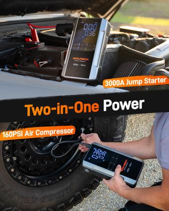 Imagem de Jump Starter WOLFBOX 3000A - 16000mAh com Compressor de Ar 160PSI