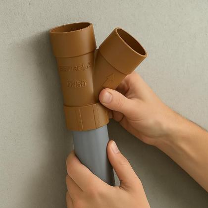 Imagem de Junção Soldável Pvc 50mm Tubo Bolsa 1.1/2 Marrom Estrela