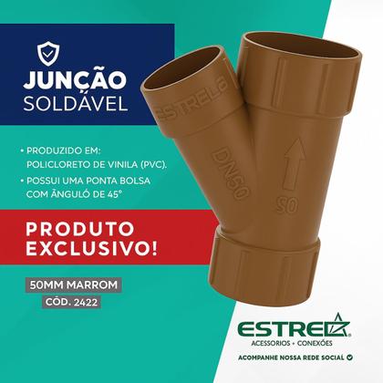 Imagem de Junção Soldável Pvc 50mm Tubo Bolsa 1.1/2 Marrom Estrela