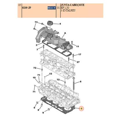 Imagem de Junta Cabecote Peugeot Expert Citroen Jumpy 1.6 1,30mm Original Psa Mopar