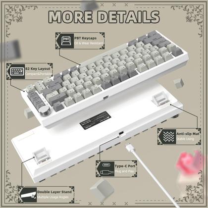 Imagem de Junta de teclado mecânico para jogos ATTACK SHARK K85 Rapid Trigger com 75% de fio com interruptor magnético de atuação ajustável trocado a quente, botão programável TKL RGB, teclas PBT retroiluminadas para Win Mac Gamer (cinza)