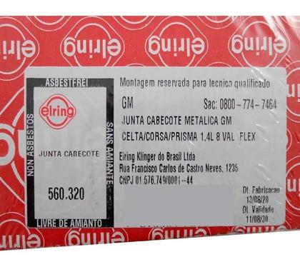 Imagem de Junta do cabeçote metal gm agile corsa cobalt meriva montana onix prisma 1.4 8v