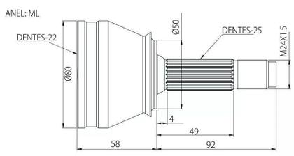 Imagem de Junta Homocinetica Onix Cobalt Spin Prisma 1.4 - 25x22
