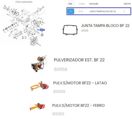 Imagem de Junta Tampa Bloco do Pulverizador BF 22 Latão Buffalo 4595