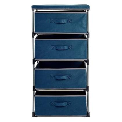 Imagem de Juvale 4-Tier Drawer Clothes Organizer, Dresser de armazenamento de tecido para roupas, roupas, organização do armário (Azul Marinho, 16,5 x 13 x 33 in)