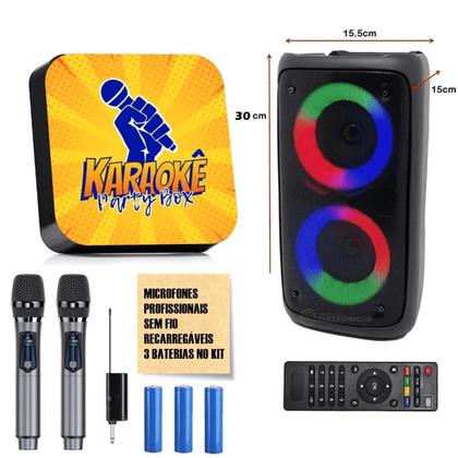 Imagem de Karaoke Party Box +2 Mic Sem Fio + Caixa De Som + Catálogo
