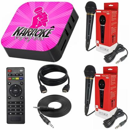 Imagem de Karaoke Party Box Rosa +De 1000 Músicas +2 Microfones