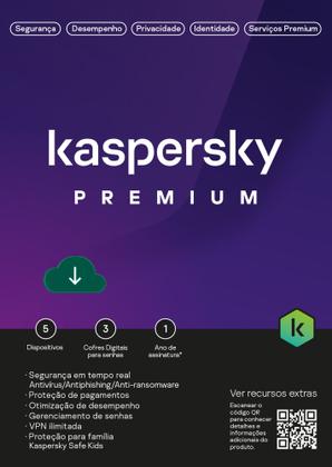 Kaspersky Antivírus Premium, 5 Dispositivos, 1 ano Imagem de Kaspersky Antivírus Premium, 5 Dispositivos, 1 ano