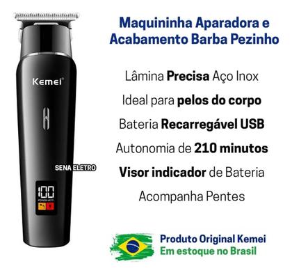 Imagem de Kemei 1113 Máquina de acabamento Cortar Cabelo e barba Profissional Bivolt Lâmina de Aço Premium