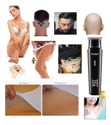Imagem de Kemei 1113 Máquina de acabamento Cortar Cabelo e barba Profissional Bivolt Lâmina de Aço Premium