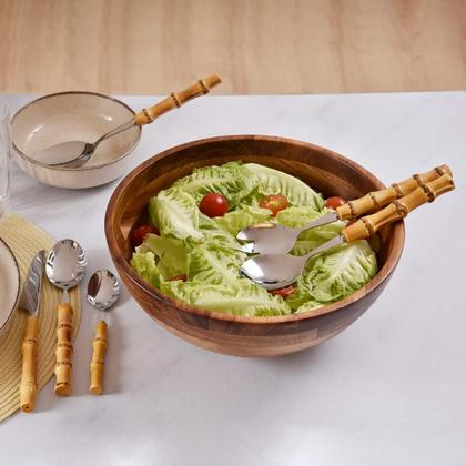 Imagem de Kenya Bamboo Plástico Faqueiro Aço Inox 30pcs
