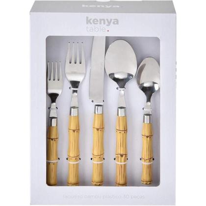 Imagem de Kenya Bamboo Plástico Faqueiro Aço Inox 30pcs