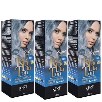 Imagem de Kert Keraton Kit c/3 Tonalizantes Banho de Brilho Prata 100g