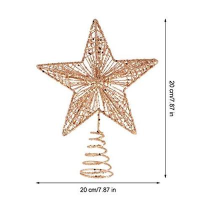 Imagem de KESYOO Chritmas Glitter Star Tree Topper Requintado Iron Star Tree Topper Ornament Metal Christmas Tree Decor para Home Bar Xmas Tree Decor (Rose)