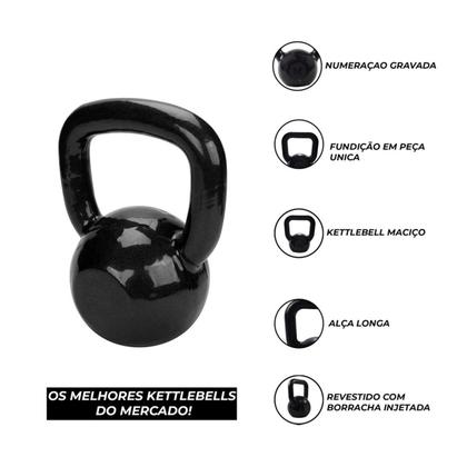 Imagem de Kettlebell Emborrachado Exercicios Fitness Exercício Funcional 22kg