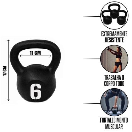 Imagem de Kettlebell Pintado 6 Kg Para Academia Ferro Fixa