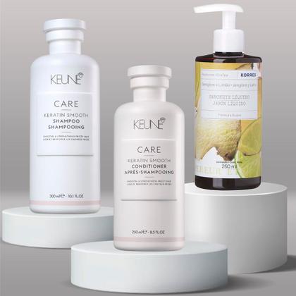Imagem de Keune & Korres Kit  Shampoo + Condicionador + Sabonete Líquido Gengibre e Lima