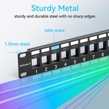 Imagem de Keystone Patch Panel Sokqovt, 24 portas, Cat6, 1U, 19 polegadas (pacote com 2)
