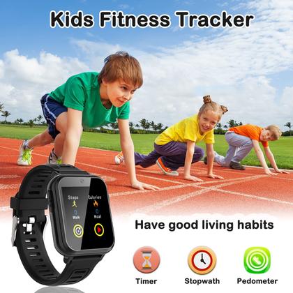 Imagem de Kids Game Smart Watch para crianças com 24 jogos de quebra-cabeça Câmera HD com tela sensível ao toque, tocador de música, pedômetro, despertador, calculadora, lanterna, relógios infantis de 12/24 horas, presente para meninos de 4 a 12 anos, brinquedos para crianças