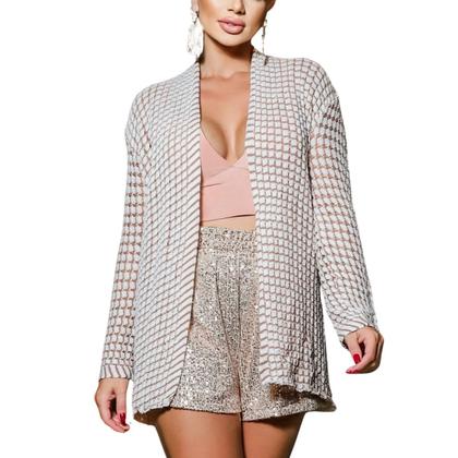 Imagem de Kimono Cardigan Inverno Feminino Quadradinho Reto