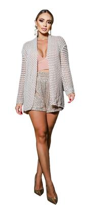 Imagem de Kimono Cardigan Inverno Feminino Quadradinho Reto