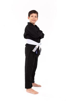 Imagem de Kimono Jiu Jitsu e Judô Combate Infantil Preto Com Faixa Branca Torah