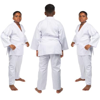 Imagem de Kimono Reforçado Com Faixa Simples Haganah Infantil Jiu-jítsu Judô Feminino Masculino