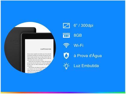 Kindle Paperwhite Amazon à Prova de Água - Tela 6” 8GB Wi-Luz