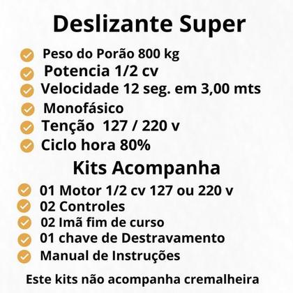 Imagem de Kis Motor P/ Port. Deslizante Super 1/2 Peccinin S/ Cremalheira