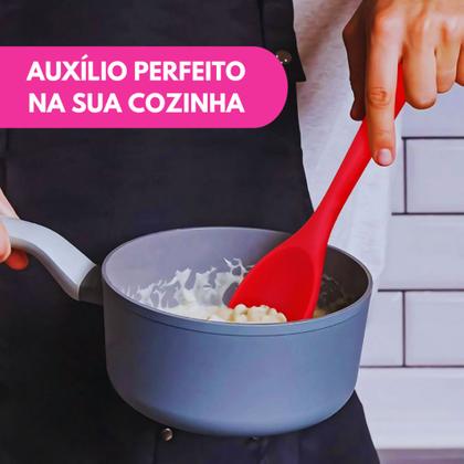 Imagem de Kit 01 Escumadeira Universal E 01 Colher Arroz Grande Panela Teflon Cerâmico Em Silicone Maciço